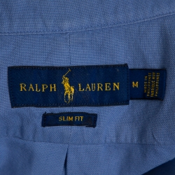 Pre Owned Ralph Lauren Blue Cotton Short Sleeve Slim Fit Shirt M