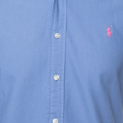 Pre Owned Ralph Lauren Blue Cotton Short Sleeve Slim Fit Shirt M