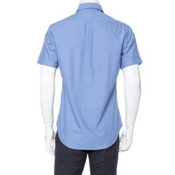 Pre Owned Ralph Lauren Blue Cotton Short Sleeve Slim Fit Shirt M
