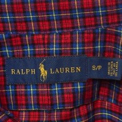 Ralph Lauren Red Plaid Cotton Button Down Collar Shirt S