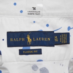 Pre Owned Ralph Lauren White/Blue Paint Splashed Cotton Shirt XL