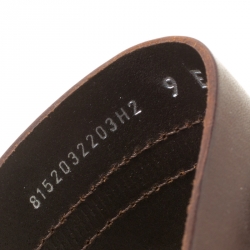 Pre Owned Ralph Lauren Brown Leather Buckle Detail Slides Size 42