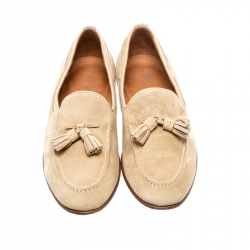 Pre Owned Ralph Lauren Beige Suede Shanley Tassel Loafers Size 42