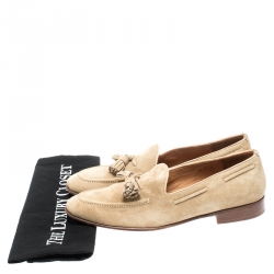Pre Owned Ralph Lauren Beige Suede Shanley Tassel Loafers Size 42