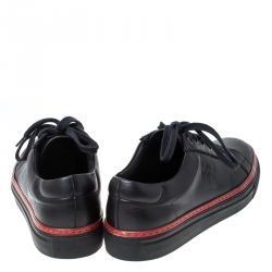 Pre Owned Ralph Lauren Black Leather Lace Up Sneakers Size 41.5