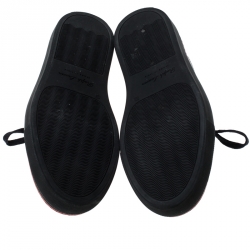 Pre Owned Ralph Lauren Black Leather Lace Up Sneakers Size 41.5