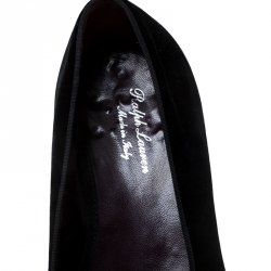 Pre Owned Ralph Lauren Black Velvet Collis Velvet Horse Slipper Loafers Size 44