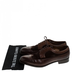 Pre Owned Ralph Lauren Brown Suede Leather Brogue Lace Up Oxfords Size 43.5