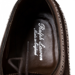 Pre Owned Ralph Lauren Brown Suede Leather Brogue Lace Up Oxfords Size 43.5