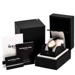 مملوكة مسبقًا Raymond Weil Silver Rose Gold Plated Stainless Steel Tocatta 5488 Men's Wristwatch 39 mm