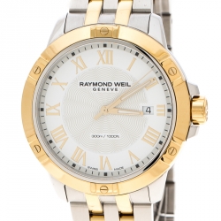 Pre Owned Raymond Weil White Two-Tone Stainless Steel Tango 8160 Men's Wristwatch 41 mm