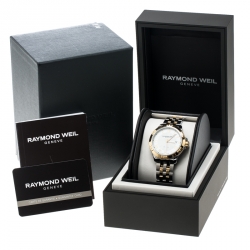 Pre Owned Raymond Weil White Two-Tone Stainless Steel Tango 8160 Men's Wristwatch 41 mm