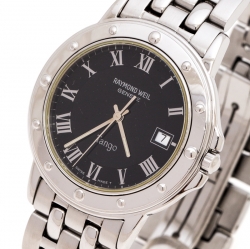 Raymond Weil Black Stainless Steel Tango 5560 Men's Wristwatch 36 mm