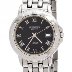 Raymond Weil Black Stainless Steel Tango 5560 Men's Wristwatch 36 mm
