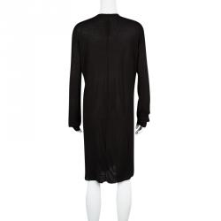 Pre Owned Rick Owens Black Jersey Long Sleeve Crew Neck Fitted Long T-Shirt XL