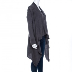 Rick Owens Limo FW'17 Grey Merino Wool Draped High Low Cardigan L