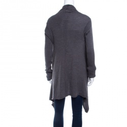 Rick Owens Limo FW'17 Grey Merino Wool Draped High Low Cardigan L