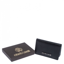Pre Owned Roberto Cavalli Black Leather Card Holder