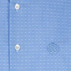 Pre Owned Roberto Cavalli Blue Cotton Dobby Jacquard Long Sleeve Slim Fit Shirt L