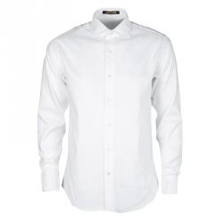 Pre Owned Roberto Cavalli White Cotton Long Sleeve Slim Fit Shirt L
