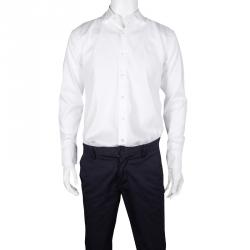 Pre Owned Roberto Cavalli White Cotton Long Sleeve Slim Fit Shirt L
