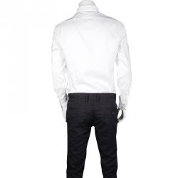 Pre Owned Roberto Cavalli White Cotton Long Sleeve Slim Fit Shirt L