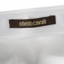 Pre Owned Roberto Cavalli White Cotton Long Sleeve Slim Fit Shirt L