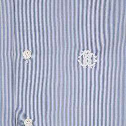 Pre Owned Roberto Cavalli Blue and White Striped Cotton Long Sleeve Slim Fit Shirt M