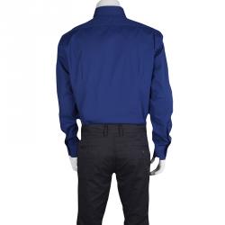 Pre Owned Roberto Cavalli Dark Blue Cotton Long Sleeve Slim Fit Shirt 3XL