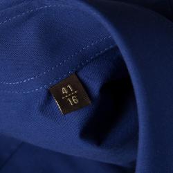 Pre Owned Roberto Cavalli Dark Blue Cotton Long Sleeve Slim Fit Shirt L