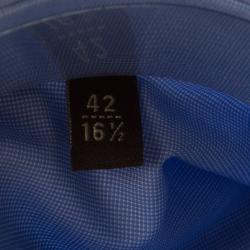 Pre Owned Roberto Cavalli Blue Cotton Logo Embroidered Long Sleeve Slim Fit Shirt XL