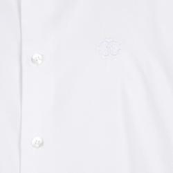 Pre Owned Roberto Cavalli White Self Dot Cotton Dobby Long Sleeve Slim Fit Shirt M