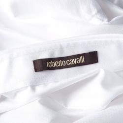 Pre Owned Roberto Cavalli White Self Dot Cotton Dobby Long Sleeve Slim Fit Shirt M
