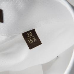 Pre Owned Roberto Cavalli White Self Dot Cotton Dobby Long Sleeve Slim Fit Shirt M