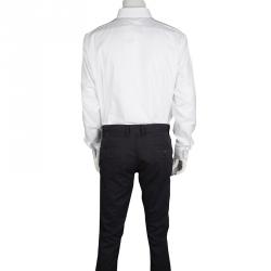 Pre Owned Roberto Cavalli White Self Dot Cotton Dobby Long Sleeve Slim Fit Shirt 4XL