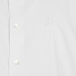 Pre Owned Roberto Cavalli White Self Dot Cotton Dobby Long Sleeve Slim Fit Shirt 4XL
