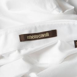 Pre Owned Roberto Cavalli White Self Dot Cotton Dobby Long Sleeve Slim Fit Shirt 4XL