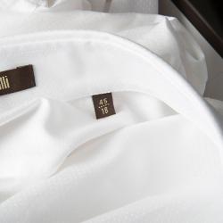 Pre Owned Roberto Cavalli White Self Dot Cotton Dobby Long Sleeve Slim Fit Shirt 4XL