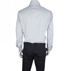 Pre Owned Roberto Cavalli Monochrome Striped Cotton Long Sleeve Slim Fit Shirt L
