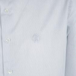 Pre Owned Roberto Cavalli Monochrome Striped Cotton Long Sleeve Slim Fit Shirt L