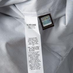 Pre Owned Roberto Cavalli Monochrome Striped Cotton Long Sleeve Slim Fit Shirt L