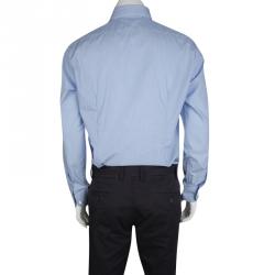 Roberto Cavalli Blue Cotton Long Sleeve Button Front Slim Fit Shirt XL