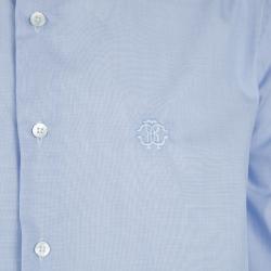 Roberto Cavalli Blue Cotton Long Sleeve Button Front Slim Fit Shirt XL