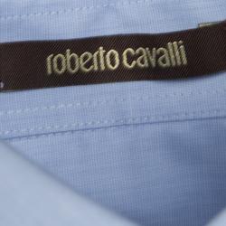 Roberto Cavalli Blue Cotton Long Sleeve Button Front Slim Fit Shirt XL