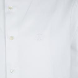 Pre Owned Roberto Cavalli White Cotton Jacquard Long Sleeve Regular Fit Shirt XL