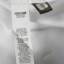 Pre Owned Roberto Cavalli White Cotton Jacquard Long Sleeve Regular Fit Shirt XL