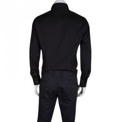 Pre Owned Roberto Cavalli Black Cotton Long Sleeve Button Front Slim Fit Shirt M