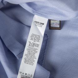 Pre Owned قميص روبرتو كافالي قطن نمط مقلم رفيع أزرق بأكمام طويلة مجسم L