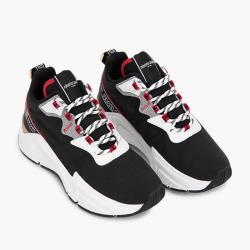 Pre Owned Roberto Cavalli Black Nylon/Leather Halvin Mix Sneakers Size EU 41