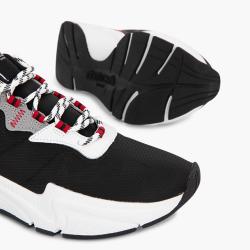 Pre Owned Roberto Cavalli Black Nylon/Leather Halvin Mix Sneakers Size EU 42